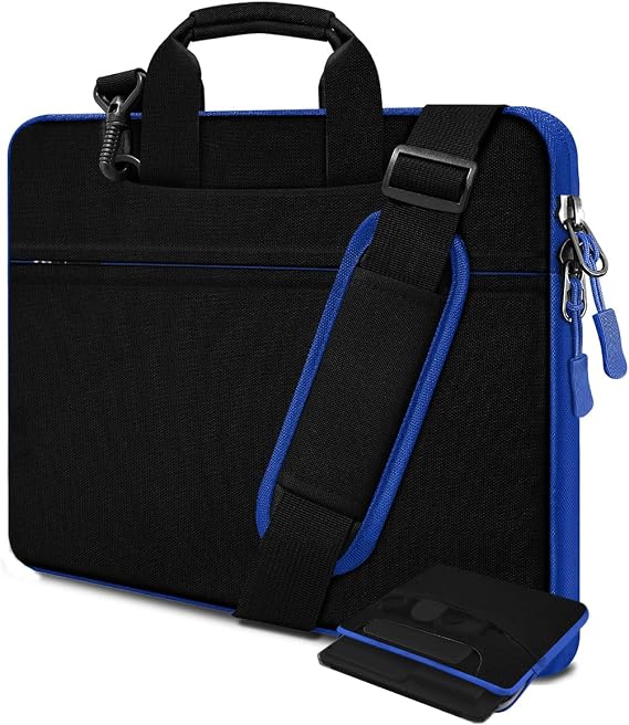Laptop Case 13.3 inch Shoulder Bag, Shockproof Water-Resistant Handbag with Strap Compatible with MacBook Pro/Neo 14" M5/M4/M3/M2/M1,Mac Air/Pro 13.3",XPS 13/14,Most 13-14 Notebooks,Black blue