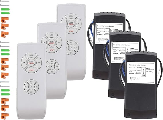 LPHUMEX 3 Packs Ceiling Fan Remote Control Kits, 3-in-1 Fan Light Timer & Speed Remote, Universal Ceiling Fan Remote for Hunter/Harbor Breeze/Westinghouse/Honeywell/Hampton Bay