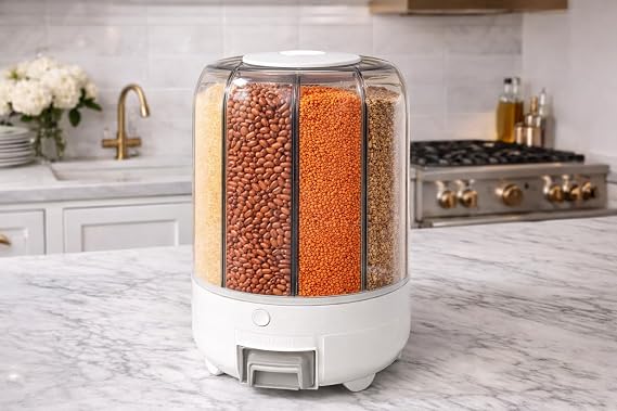 PİKAS Bakliyat Organizeri, Bakliyat Saklama Kabı, 10 Kg Kapasiteli Styles Gıda Ve Bakliyat Saklama Kabı 6 Gözlü (10KG)