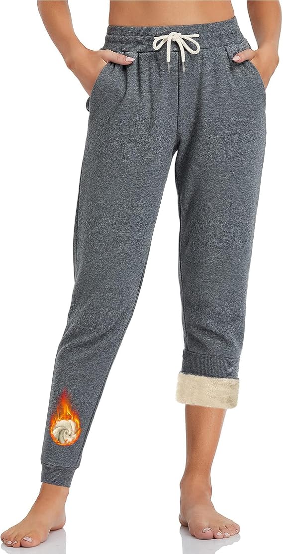 Inno Women's 28" 31" 34" 36" Sherpa Fleece Lined Joggers Warm Sweatpants