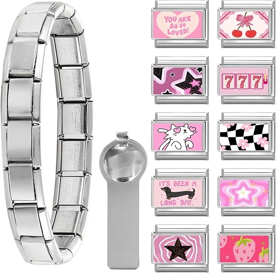 Italian Charm Bracelet 12PCs Charms Set 9mm Charm Bracelet for Women Girls Man stainless steel DIY Jewelry Gifts