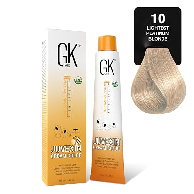 GK HAIR Color Cream 10.0 Lightest Platinum Blonde 100% Grey Coverage | Semi, Demi or Permanent Results | 810 Vol Semi | 20-30-40 Vol Permanent Salon Quality Hair Dye For Women & Men 3.4 Oz
