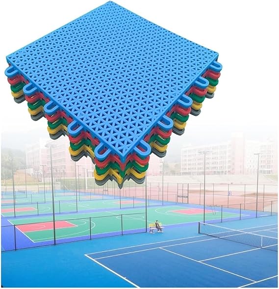 Modular Interlocking Cushion, Outdoor Basketball Court Badminton Court Weatherproof DIY Sport Court Tiles(Blue)