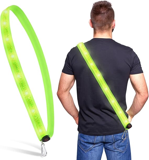 Aucuu LED Armband Rechargeable(2 Pack), High Visibility Reflective Running Gear, Running Lights for Runners, Light Up Armbands for Night Cycling, Walking, Running Gift for Men Women Kids