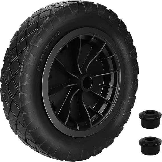 14" Wheelbarrow Wheel Solid PU Puncture Proof Tyre Heavy Duty Steel Rim Replacement Tire for Garden Trolley/Barrow/Go Cart/Trailer Truck (Black)