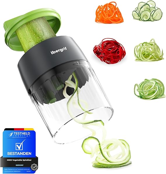 Ibergrif M522 Spiralizer Vegetable Slicer 4 in 1 Manual BPA Free