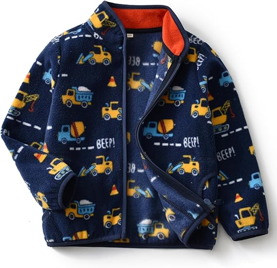 Toddler Boys Girls Fleece Jacket Lightweight Fall Spring 2-12 Years | Soft Anti-Pilling Fleece, Lightweight Fit, Easy Zip-Up, Hand-Warm Pockets, Windproof Stand-Up Collar, Wear Alone or as Layer