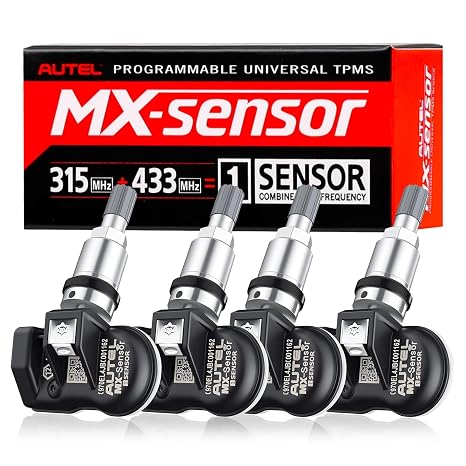 Autel TPMS Sensor,TPMS Sensor,Tire Pressure Sensor,1-Sensor 315MHz +433MHz Dual Frequency Tire Replacement Sensor,Universal Programmable Sensors for Pressure(Press in Metal Valves,4PCS) (SN-002)