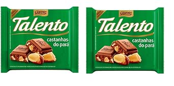 Garoto - Talento - Milk Chocolate w/ Brazil Nuts - 3.53 oz PACK OF 02 | Chocolate ao Leite c/ Castanhas-do-Para - 100g