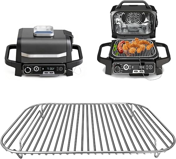 Stainless Steel Rack for Ninja Woodfire Outdoor Indoor Grill and Smoker, 12.68.7 Inches Grill Stand for OG701 OG751 7-in-1 Accessories, Stackable Replacement Parts, Dishwasher Safe