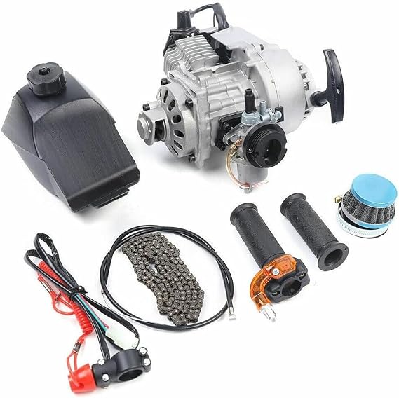 49CC 2 Stroke Mini Bike Engine Single Cylinder Pull Start Mini Engine Motor Kit Air Cooled Engine for Pocket Bike, Mini Dirt Bike, ATV, Scooter, Most Mini Dirt Bikes