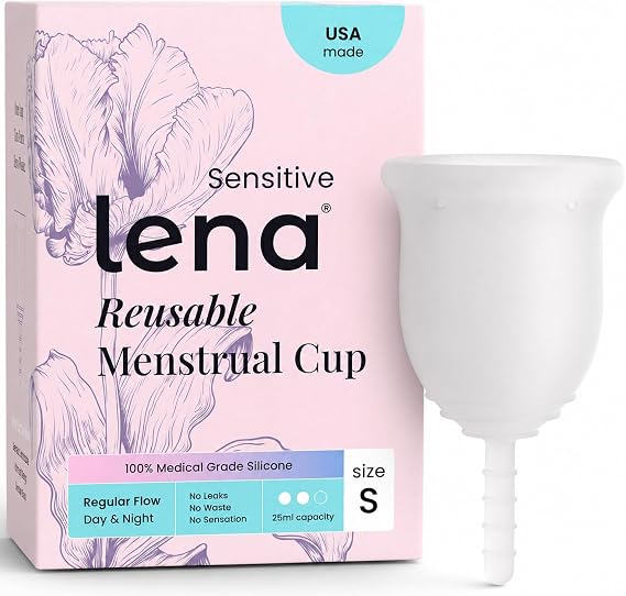 Lena Sensitive Menstrual Cup - Ultra-Soft Reusable Period Cups Small, Clear