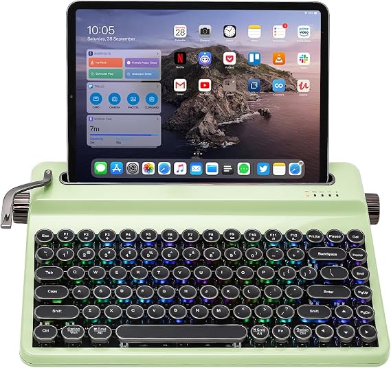 YUNZII QL75 Typewriter Keyboard Wireless Retro Mechanical Keyboard Hot-Swap Compatible Punk Style Round Keycaps RGB Backlight QMK/VIA Programmable 2.4GHz/Type-C/BT5.0 Multi-Device Connection 技適認証取得