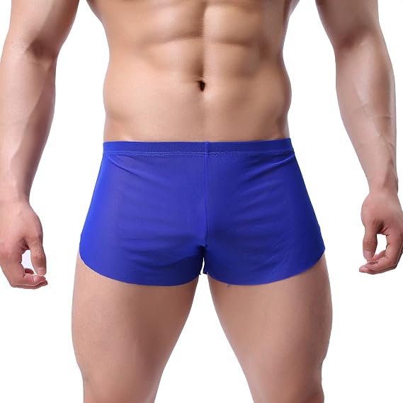 Men's Mesh Boxers Underwear Split Side Bodybuilding Shorts