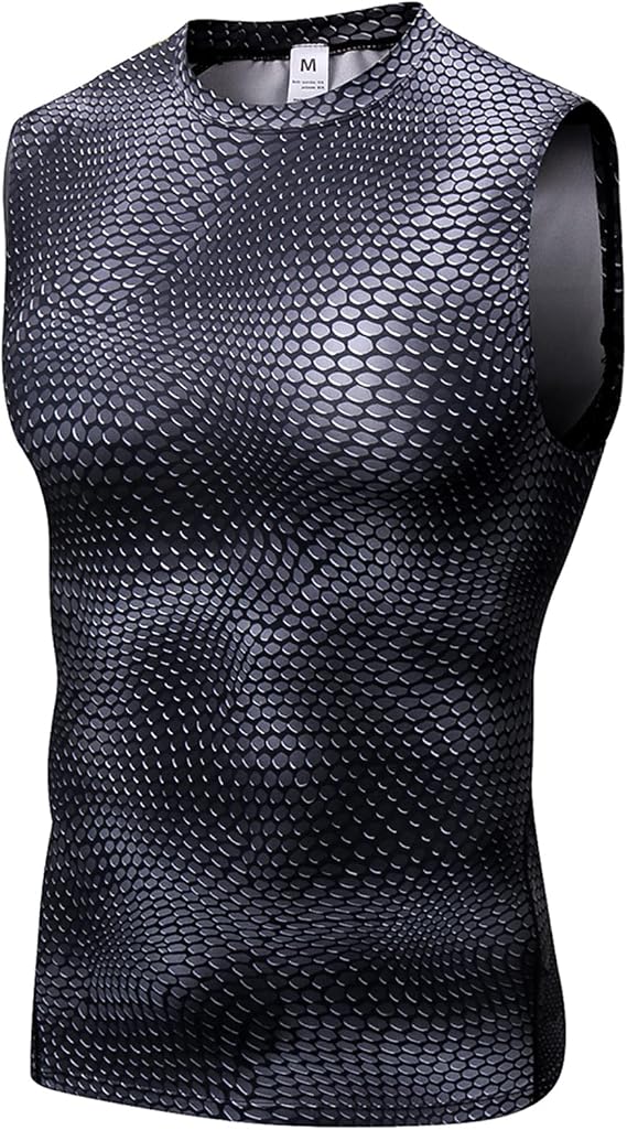 Men’s Tank Top Sleeveless Compression T Shirt Vest Tops Quick-Dry Sports Undershirt for Running Fitness Gym