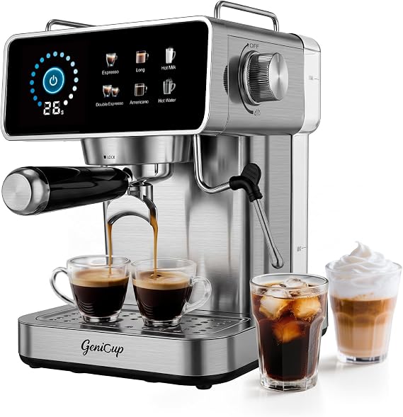 Touchscreen Espresso Machines with Timer, 51oz Water Tank, 20 Bar