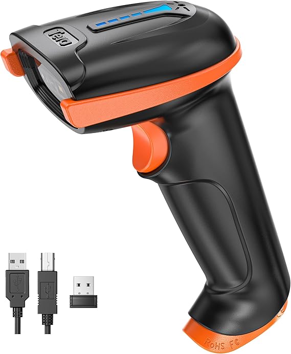 Tera Barcode Scanner 1D 2D QR Wireless Kabellos 24 GHz + Wired USB 20 Kabelgebunden Handscanner Barcodelesegerät 5 Mil Auflösung 100m Reichweite Bildschirm-Scannen Unterstützt Upgrade-Modell D5100