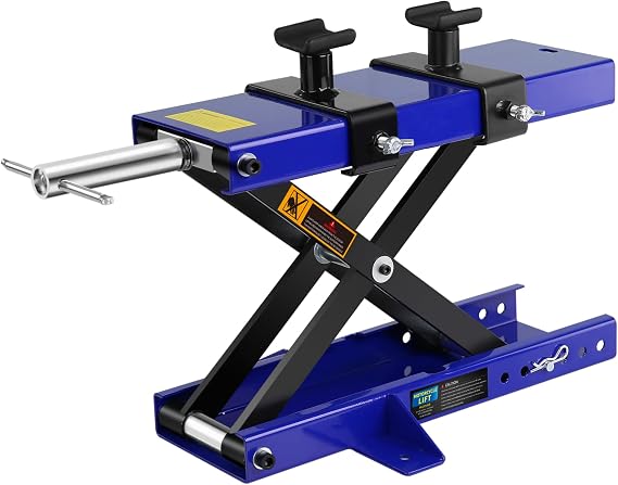 Motorcycle Lift, 1100 LB Motorcycle Lift Scissor Jack with Saddle and Safety Pins, Heavy Duty Motorcycle Center Scissor Lift for Street Bikes,Cruiser Bikes,Touring Motorcycles