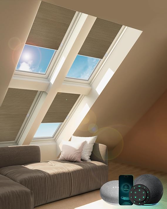 Yoolax Motorized Skylight Shades for Ceiling, with Remote, Custom Size