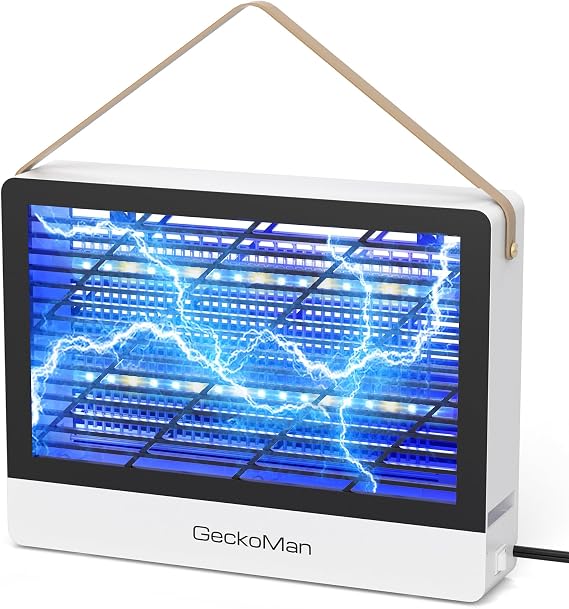 2-Pack GeckoMan LED Indoor Bug Zapper Indoor Fruit Fly Trap for Indoors Mosquito Zapper Fly Zapper, Energy-Saving Max-Attract Hybrid-Spectrum Tube 10-Yr Life, Enhanced High-Volt Instant Kill