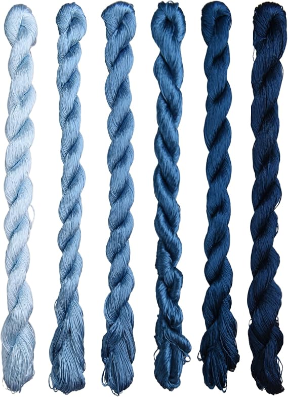 Natural 100% Silk Thread, Handmade Embroidery Thread Silk Floss 6 Colors 110m Each (118)