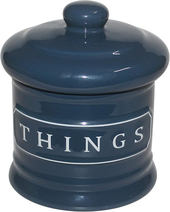 Bathroom Vanity Storage Organizer Canister Jars for Cotton Balls,Swabs,Bath Salts,Makeup Sponge,Cosmetic Pad,Qtip Ceramic Bathroom Accessories Canisters Holder with Lid Home Decor,Cobalt Blue
