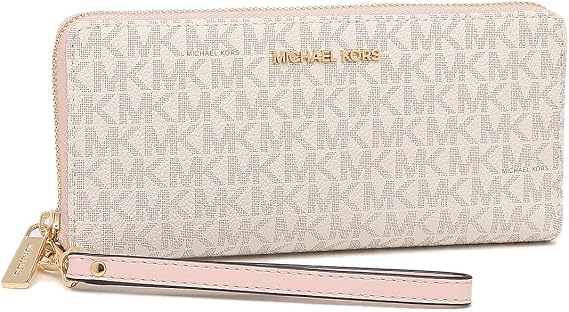 Michael Kors 35F8GTVT3B PWD BLSH MLT Outlet, Canvas Long Wallet, Scratch Resistant, Jet Set Travel, Light Pink Multi