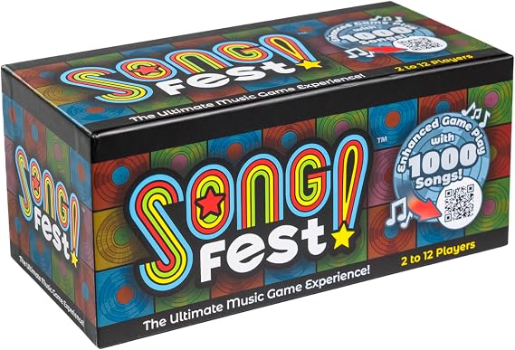 SongFest Music Trivia Party Game | 5 Decades | 1000 ?s & Real Song Hints | Nostalgic, Multi-Generational, Fun for Friends & Family with 4 Challenge Categories. 2-12 Players. Unique Gift Idea!