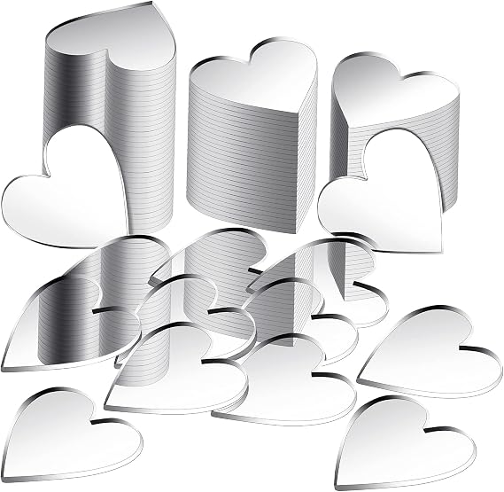 Jetec 100 Pcs Heart Shaped Mirror Tiles for Crafts, DIY Mosaic, 1 Inch