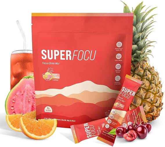 Brain-boosting drink—refreshing and energy-replenishing—fruity flavor
