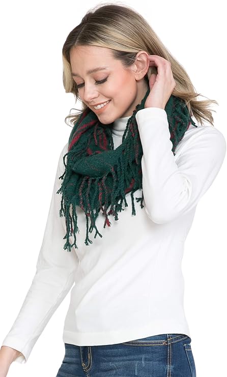 BASICO Winter Infinity Scarfs for Women Warm Knit Plaid Infinity Scarf Circle Loop Scarves