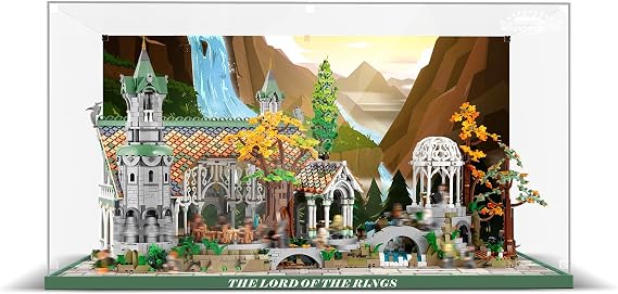 Acryl-Vitrine für Lego 10316 Der Herr der Ringe Rivendell Verdickter Acryl-Display-Kasten mit klarem Hintergrund staubdichter Display-Kasten kompatibel mit Lego 10316 (nur Kasten Keine Modelle)