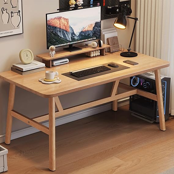 Office Small Computer Desk ，escritorio，Simple Writing Study Work Table，Water-Resistant, Scratchproof Surface， for Home Bedroom，Work，Gaming(Natural Wood,100 * 60cm(39 * 24in))
