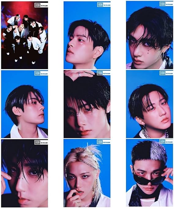 STRAY-KIDS Posters,9PCS STRAY-KIDS Poster Wall Painting Postable Photos for Birthday Party Home Decoration(Blue)
