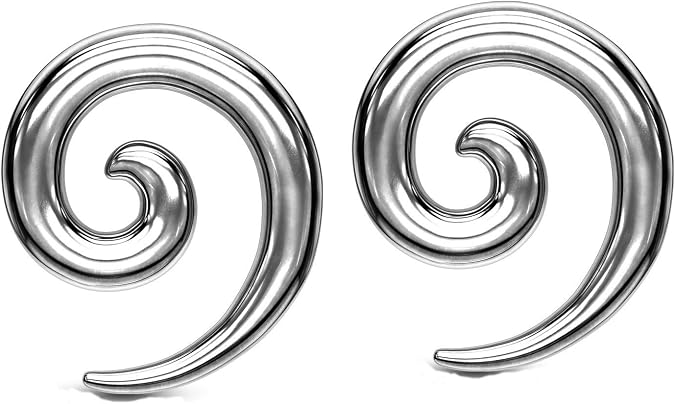 Pair 316L Stainless Steel Ear Spirals Tapers Gauges 0g 2g 4g 6g 8g for Ears and Septum Stretching