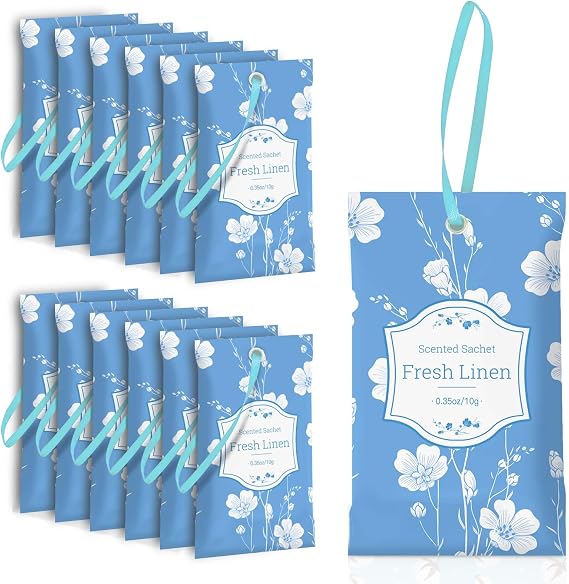 SCENTORINI Scented Sachets for Drawer and Closet, Fresh Linen Scent 14 Pack