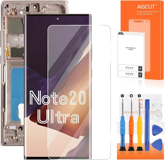 OLED Ultra Screen Replacement for Samsung Galaxy Note 20 Ultra LCD Display SM-N985 SM-N986U LCD Digitizer Touch Assembly Gold with Frame Fingerprint Compatible for Samsung Galaxy Note 20