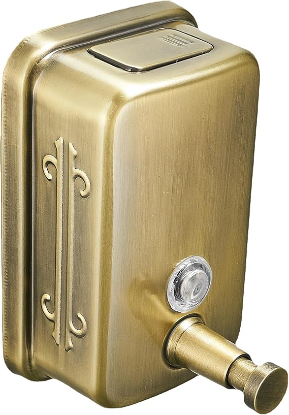 Wall Mounted Soap Dispenser for Bathroom Commercial Wall Liquid Dispenser Stainless Steel Hand Sanitizer Dispenser for Kitchen Garage Office Hotels Restaurants or Home Use 500ml (Brush Gold)