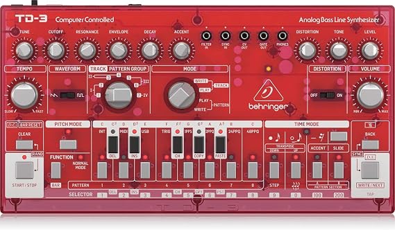Behringer TD-3-SB Analog Bass Line Synthesizer with VCO, VCF, 16-Step Sequencer, Distortion Effects and 16-Voice Poly Chain