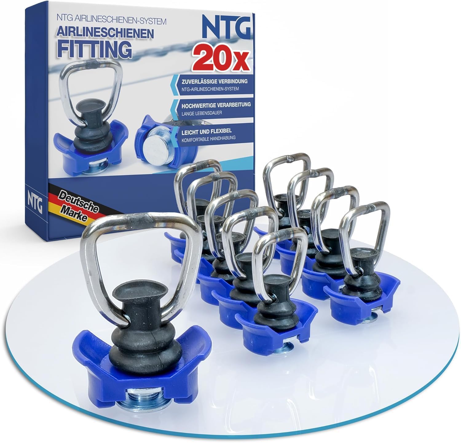Pack of 20 | Single Fitting for Airline Rail | End Fitting | Lashing Rails | 900 daN | Plastic