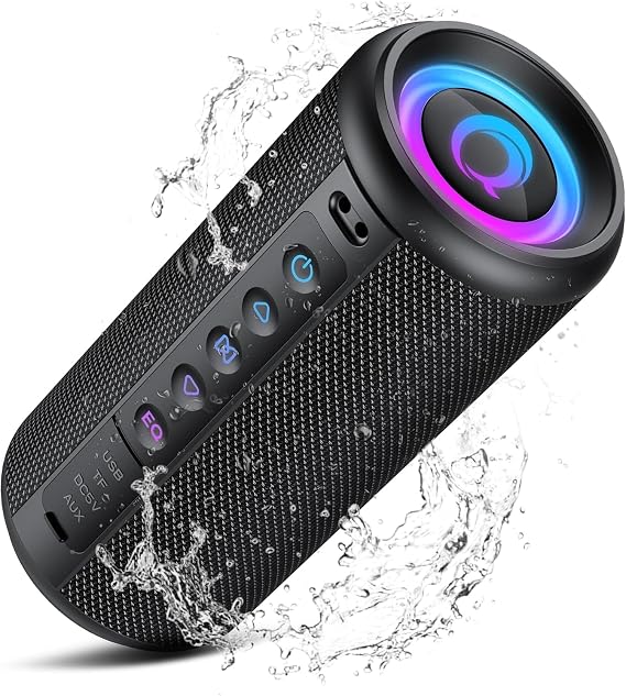 Portable Bluetooth Speaker (1nd Gen), IPX7 Waterproof, Wireless, Big Sound and Deep Bass, TWS Pairing, 30Hrs of Playtime, for Home/Party/Outdoor/Beach, Birthday Gifts for Men Women - Black