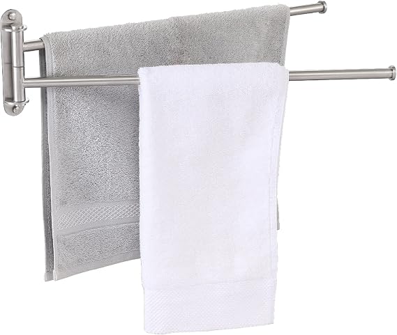 KES 19.5-Inch Bathroom Towel Rack, Swivel Towel Rack 2-Arm, Swing Out Double Towel Bar Wall Mounted, SUS304 Stainless Steel Brushed Finish, A2103S2L50-2