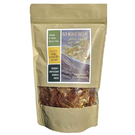 De-Waxed Blonde Shellac Flakes 1 lb. (16oz.) | Light amber finish, fine woodworking, antique repair, blocks pitch & odors, French polish, instrument finishing, non-toxic