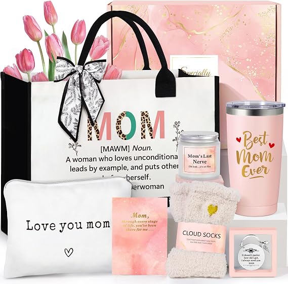 Suhctuptx Gifts for Women, Birthday Gifts w/Canvas Tote Bag Mom