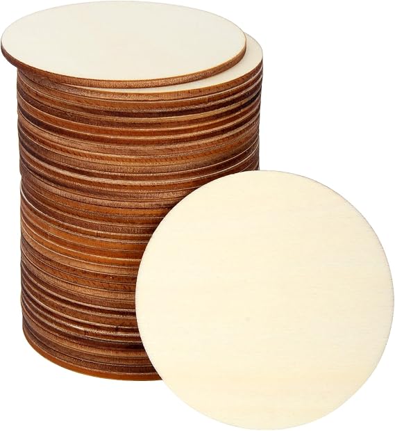 Blisstime Unfinished Wood Circles for Crafts, Wood Rounds for Crafts, Round Discs for Painting, Writing, DIY Supplies, Engraving and Carving, Home