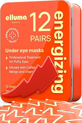 Under Eye Patches 12 Pairs of Themed Hydrogel Eye Gel Pads - For Puffy Eyes and Dark Circles, Under Eye Bags, Wrinkles - Energizing Set with Caffeine