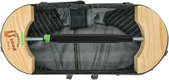 Tang's Heavy Duty Pants Stretcher (or Waist Stretcher) for Jeans, Wooden & Aerial Aluminum Alloy Adjustable Waistband Expander - Deep 1-3 Inch Stretch - Fits 30" to 59" Trousers (or Slacks).