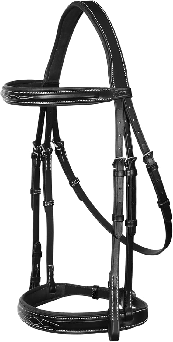Exion Hunter Anatomic Bridle with Padded Crown & Braided Leather Reins