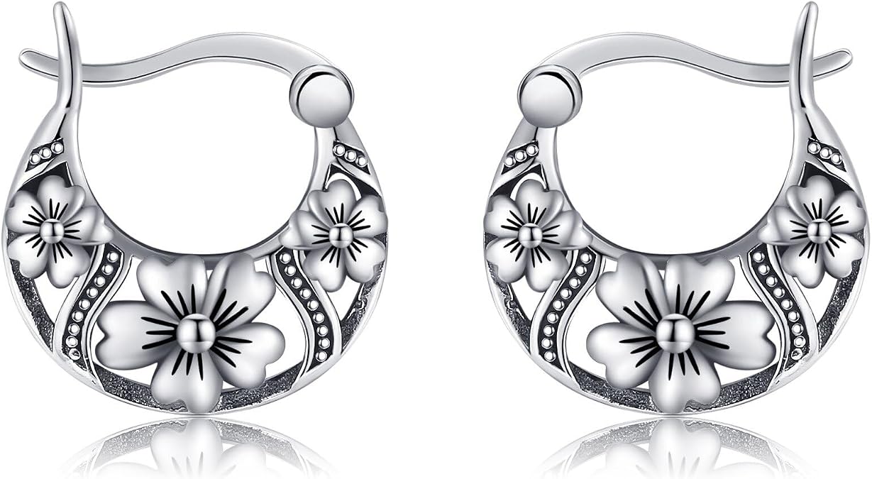 Sterling Silver Boho Filigree/Claddagh/Turtle Hoop Huggie Earrings Boho Claddagh Animal Jewelry Gift for Women
