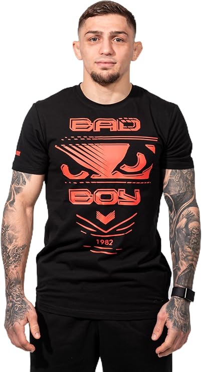 Bad Boy Mens Authentic MMA Fight T-Shirt (US, Alpha, Medium, Regular, Regular) Black